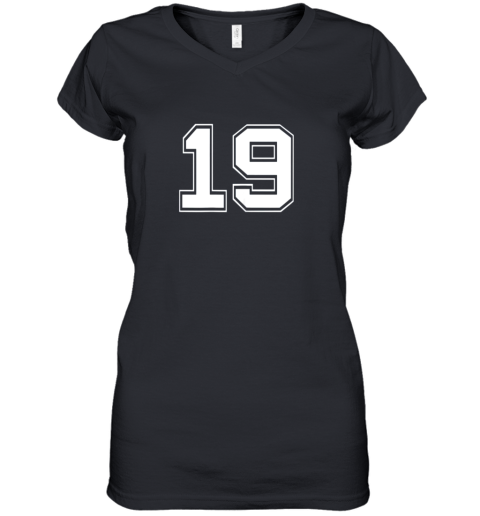 Number 19 Shirt Baseball Football Soccer Birthday Gift Women's V-Neck T-Shirt