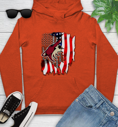 Arizona Coyotes NHL Hockey American Flag Youth Hoodie 4