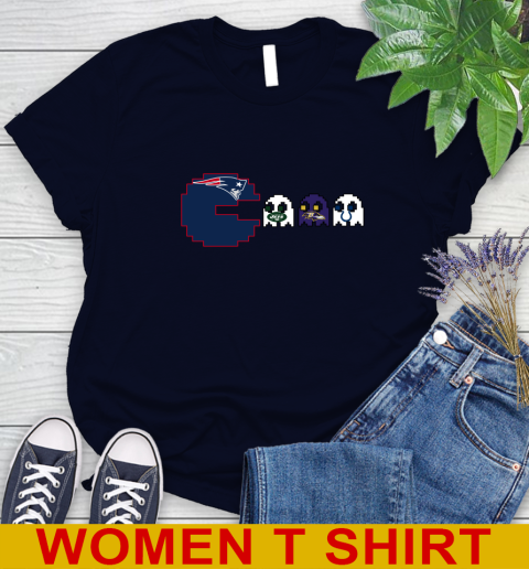New England Patriots NFL Football Pac Man Champion Women's T-Shirt 3