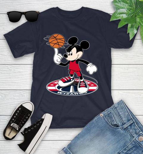 NBA Basketball Washington Wizards Cheerful Mickey Disney Shirt Youth T-Shirt 3