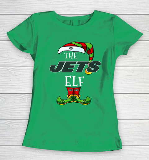 New York Jets Christmas ELF Funny NFL Women's T-Shirt 5