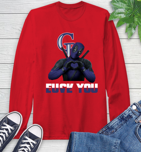 MLB Colorado Rockies Deadpool Love You Fuck You Baseball Sports Long Sleeve T-Shirt 11