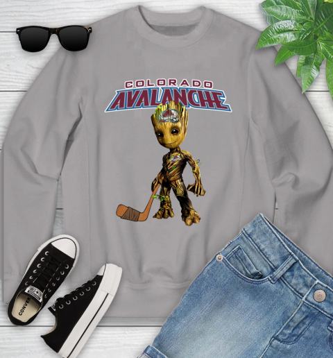 Colorado Avalanche NHL Hockey Groot Marvel Guardians Of The Galaxy Youth Sweatshirt 4