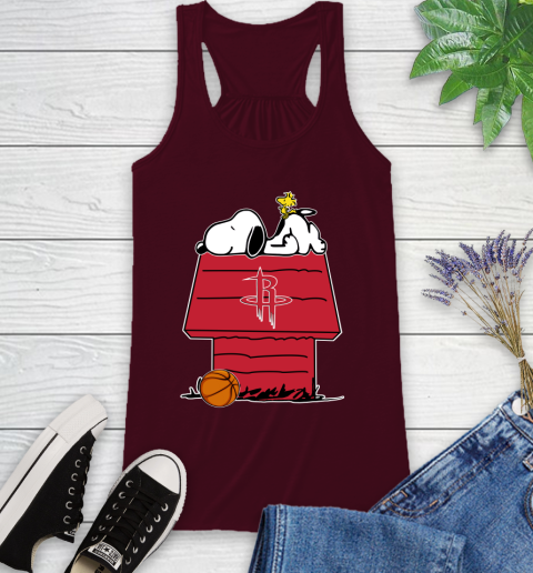Houston Rockets NBA Basketball Snoopy Woodstock The Peanuts Movie Racerback Tank 3