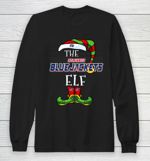 Columbus Blue Jackets Christmas ELF Funny NHL Long Sleeve T-Shirt
