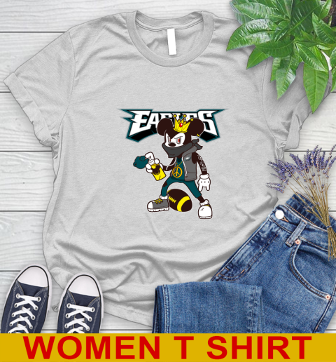 Philadelphia Eagles NFL Football Mickey Peace Sign Sports Women's T-Shirt