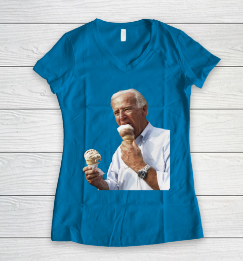 Joe Biden Eating Ice Cream Women's V-Neck T-Shirt 5