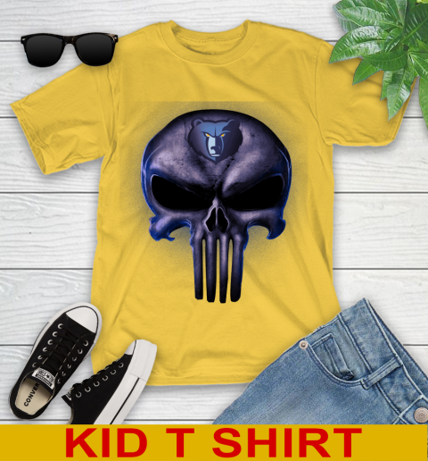 Memphis Grizzlies NBA Basketball Punisher Skull Sports Youth T-Shirt 9
