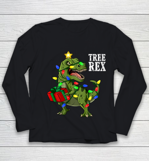 Christmas Dinosaur Tree Rex Boys Girls Kids Xmas Gift Youth Long Sleeve