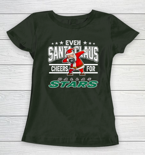 Dallas Stars Even Santa Claus Cheers For Christmas NHL Women's T-Shirt 4