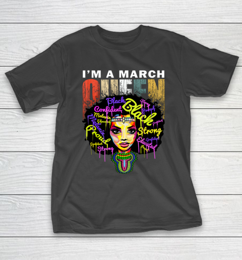 Womens March Birthday Queen Shirts for Women African Black Girl T-Shirt