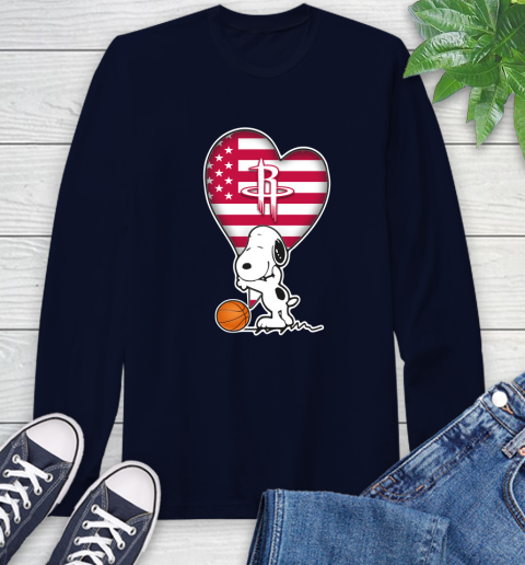 Houston Rockets NBA Basketball The Peanuts Movie Adorable Snoopy Long Sleeve T-Shirt 4