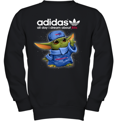 Baby Yoda Adidas All Day I Dream About Buffalo Bills Youth Sweatshirt