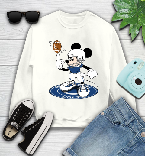 NFL Football Indianapolis Colts Cheerful Mickey Disney Shirt Youth Sweatshirt 2