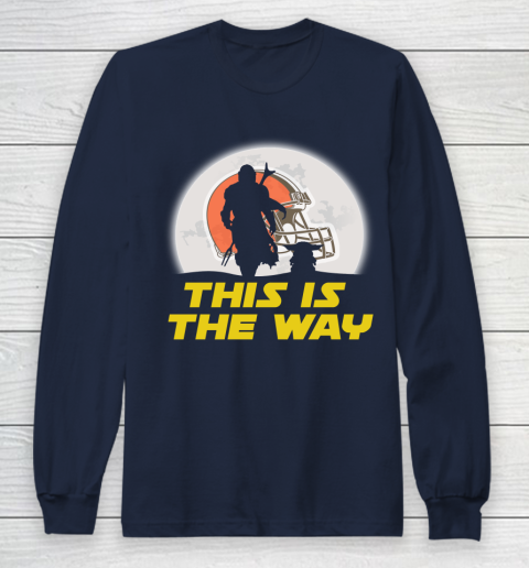 Cleveland Browns NFL Football Star Wars Yoda And Mandalorian This Is The Way Long Sleeve T-Shirt 2
