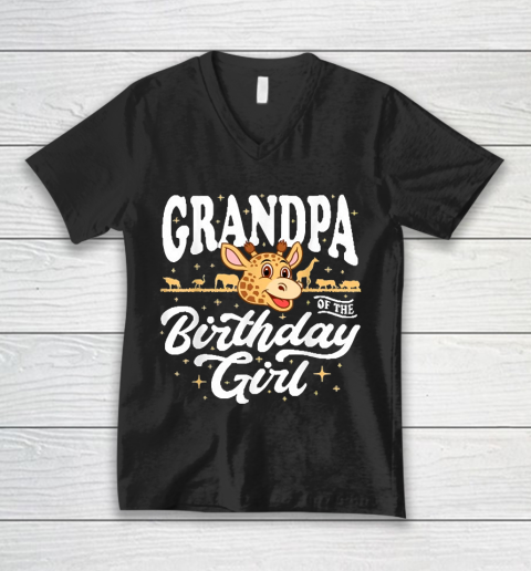 Grandpa Funny Gift Apparel  Grandpa Birthday Crew Jungle Safari Animals V-Neck T-Shirt