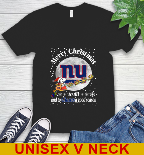 New York Giants Merry Christmas To All And To Giants A Good Season NFL Football Sports V-Neck T-Shirt