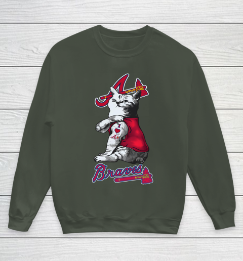 MLB Baseball My Cat Loves Atlanta Braves Youth Sweatshirt 8