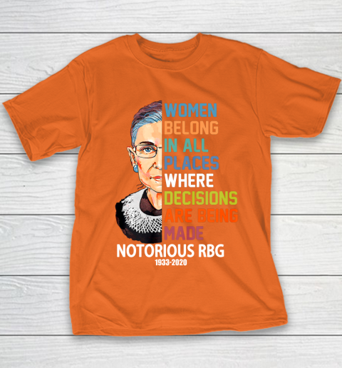 Notorious RBG 1933  2020 Women Belong In All Places Ruth Bader Ginsburg Youth T-Shirt 4