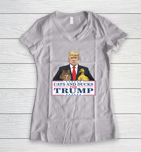 Cats And Ducks For Trump 2024 Kittens And Ducks For Trump Women's V-Neck T-Shirt