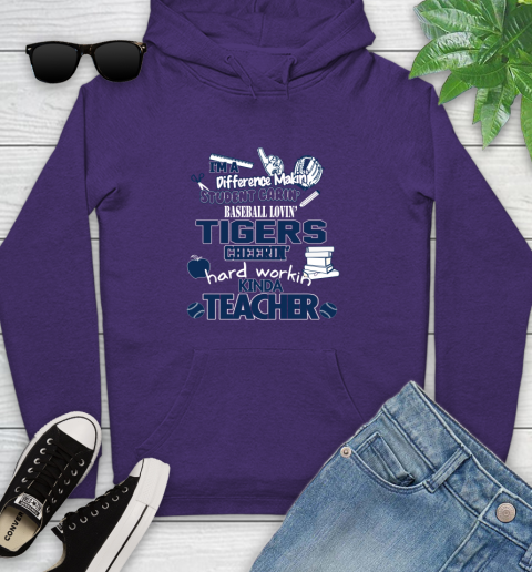 Detroit Tigers MLB I'm A Difference Making Student Caring Baseball Loving Kinda Teacher Youth Hoodie 5