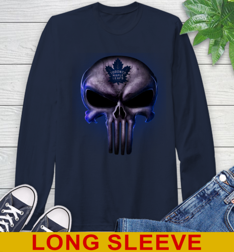 Toronto Maple Leafs NHL Hockey Punisher Skull Sports Long Sleeve T-Shirt 3