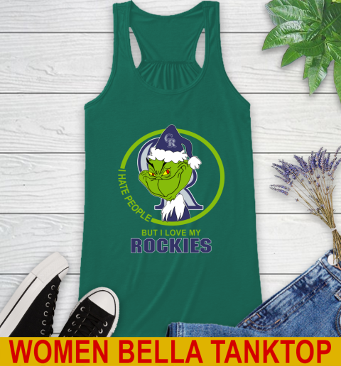 Colorado Rockies MLB Christmas Grinch I Hate People But I Love My Favorite Baseball Team Racerback Tank 7