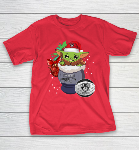 Brooklyn Nets Christmas Baby Yoda Star Wars Funny Happy NBA T-Shirt 10