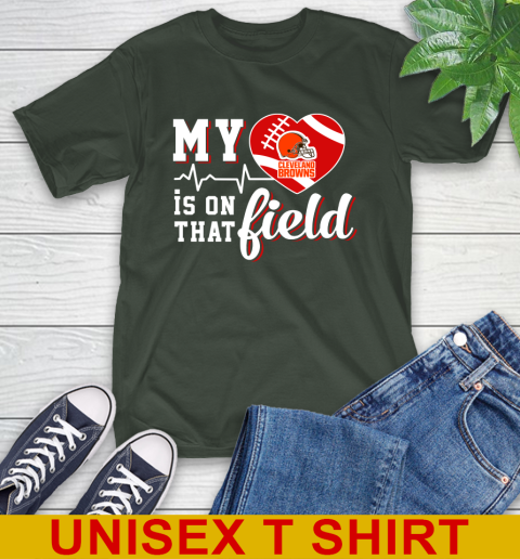 NFL My Heart Is On That Field Football Sports Cleveland Browns T-Shirt 6