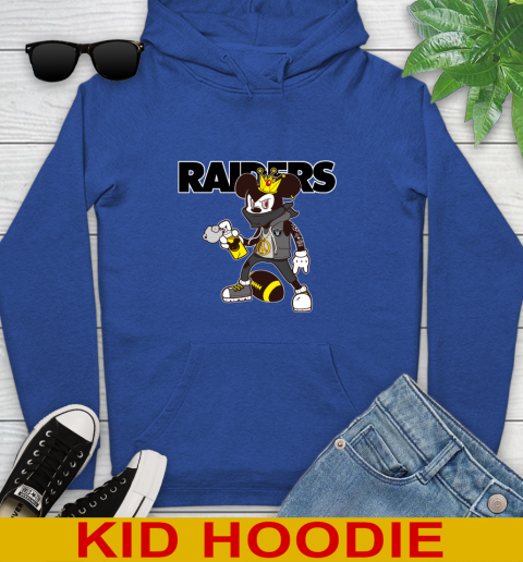 Oakland Raiders NFL Football Mickey Peace Sign Sports Youth Hoodie 10