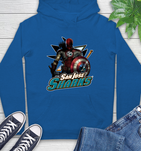 NHL Captain America Thor Spider Man Hawkeye Avengers Endgame Hockey San Jose Sharks Hoodie 9