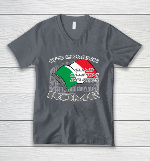 ITALIA Football Champions  SIAMO CAMPIONI D'EUROPA It's coming Rome V-Neck T-Shirt 4