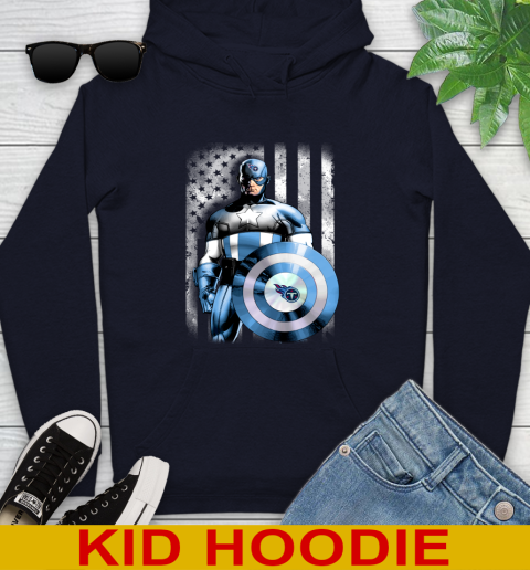 Tennessee Titans NFL Football Captain America Marvel Avengers American Flag Shirt Youth Hoodie 3