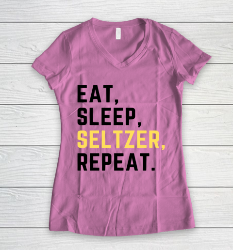 Bud Light Seltzer  Eat Sleep Seltzer Repeat Women's V-Neck T-Shirt 8