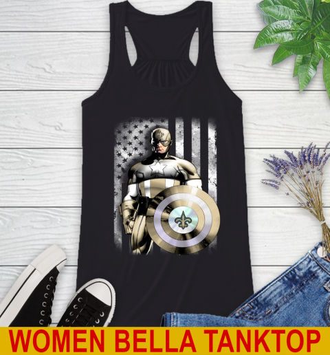 New Orleans Saints NFL Football Captain America Marvel Avengers American Flag Shirt Racerback Tank