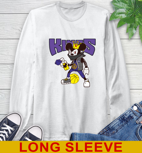Sacramento Kings NBA Basketball Mickey Peace Sign Sports Long Sleeve T-Shirt