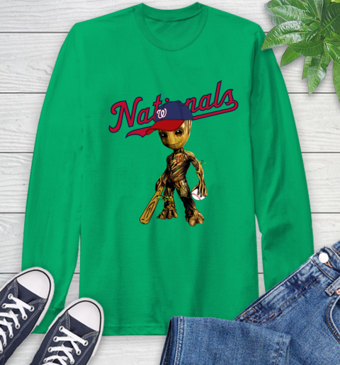 MLB Washington Nationals Groot Guardians Of The Galaxy Baseball Long Sleeve T-Shirt 7