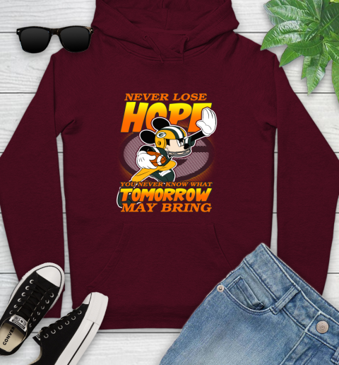 Green Bay Packers NFL Football Mickey Disney Never Lose Hope Youth Hoodie 7
