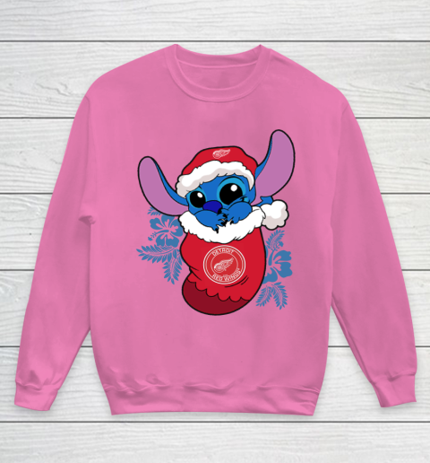 Detroit Red Wings Christmas Stitch In The Sock Funny Disney NHL Youth Sweatshirt 7