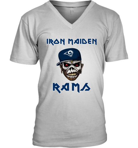 NFL Los Angeles Rams Iron Maiden Rock Band Music Football Sports ANB1BYr3uI5 v neck unisex 8 95 151514 front white