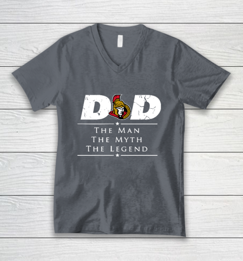Ottawa Senators NHL Ice Hockey Dad The Man The Myth The Legend V-Neck T-Shirt 4