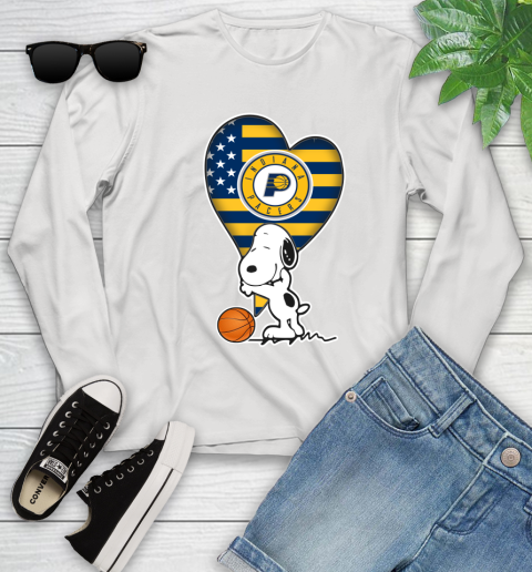 Indiana Pacers NBA Basketball The Peanuts Movie Adorable Snoopy Youth Long Sleeve