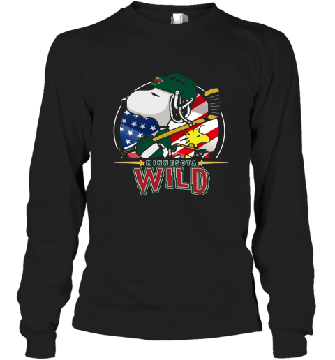 Minnesota Wild Ice Hockey Snoopy And Woodstock NHL Long Sleeve T-Shirt