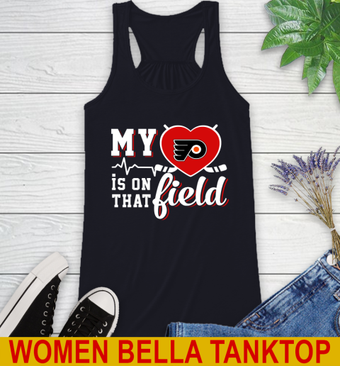 NHL My Heart Is On That Field Hockey Sports Philadelphia Flyers Racerback Tank 9 NHL My Heart Is On That Field Hockey Sports Philadelphia Flyers Racerback Tank - Image 9