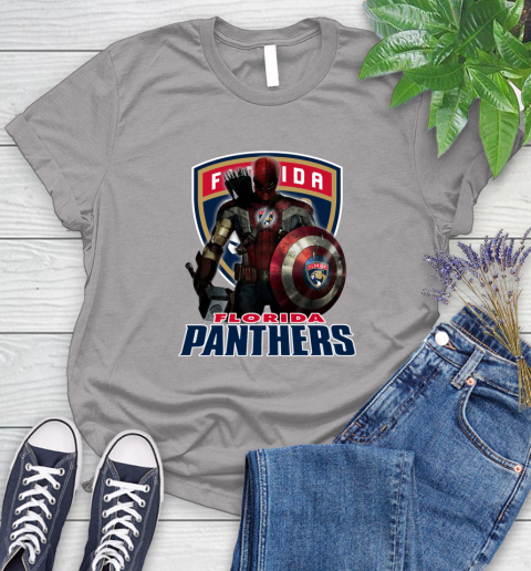 NHL Captain America Thor Spider Man Hawkeye Avengers Endgame Hockey Florida Panthers Women's T-Shirt 5