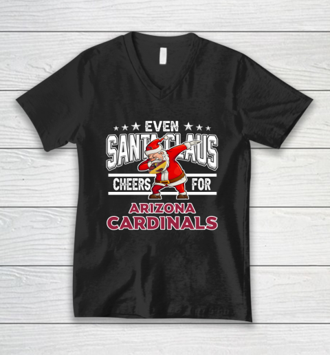 Arizona Cardinals Even Santa Claus Cheers For Christmas NFL V-Neck T-Shirt