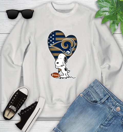 Los Angeles Rams NFL Football The Peanuts Movie Adorable Snoopy Youth Sweatshirt