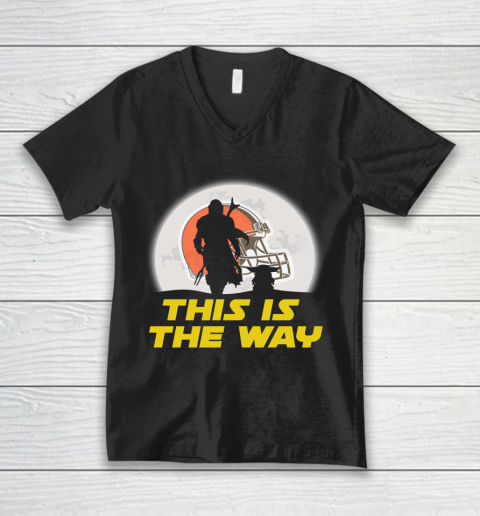 Cleveland Browns NFL Football Star Wars Yoda And Mandalorian This Is The Way V-Neck T-Shirt