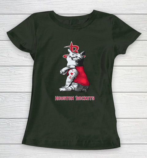 NBA Basketball My Cat Loves Houston Rockets Women's T-Shirt 4