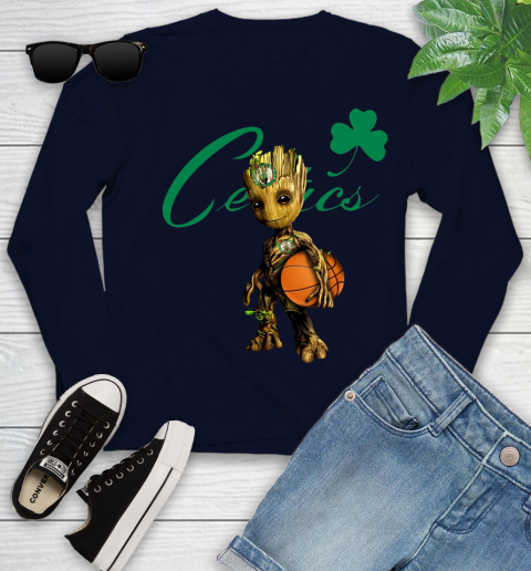 Boston Celtics NBA Basketball Groot Marvel Guardians Of The Galaxy Youth Long Sleeve 3